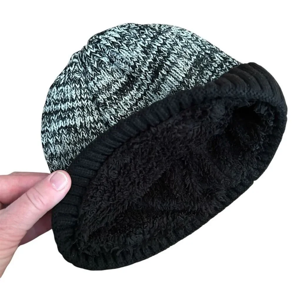 3/$15 Beanie Ribbed Knit Warm Fuzzy Fleece Lined Winter Skullcap Hat